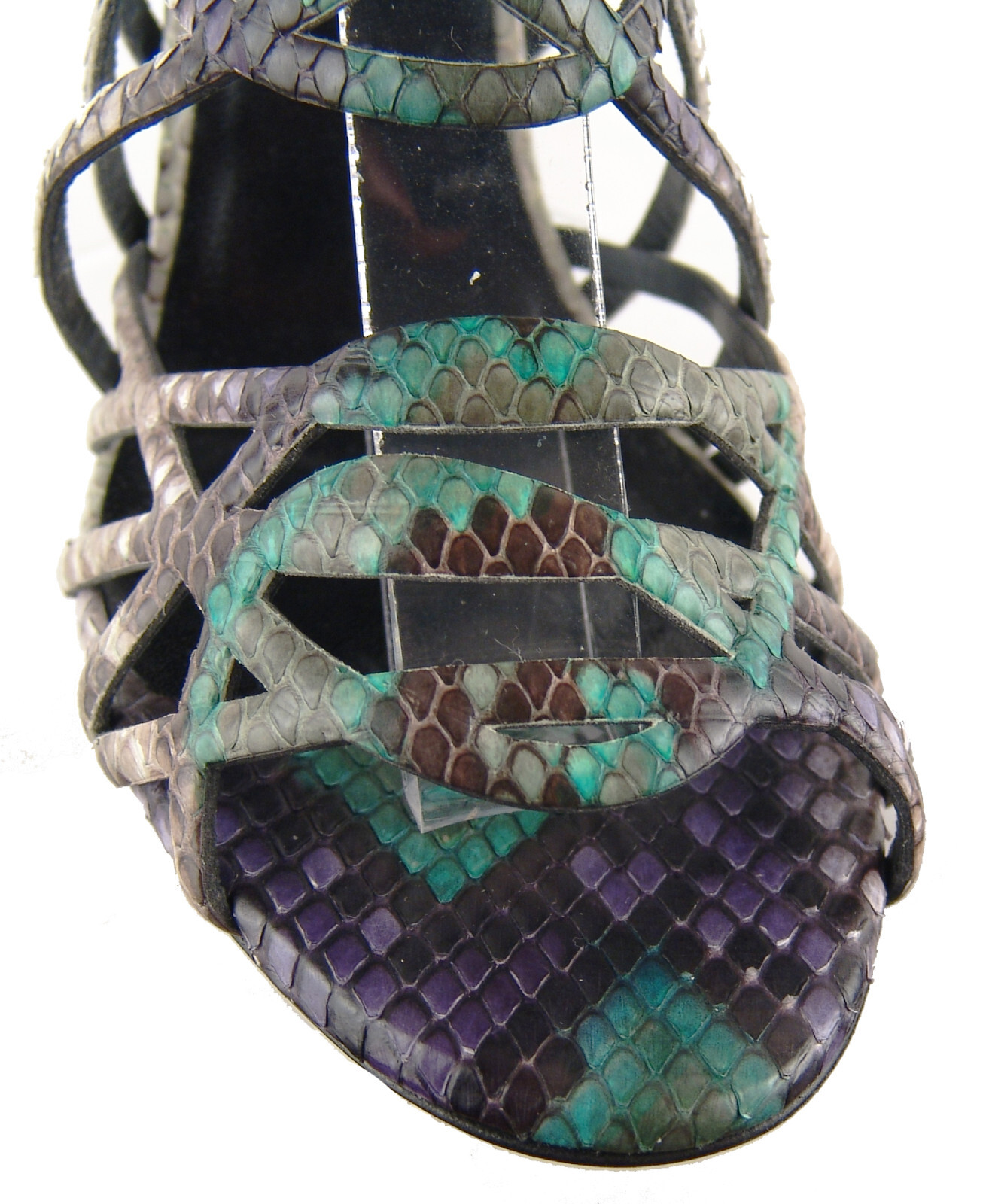 Hermes Multicolor Python Open Toe Cage Sandals Pu… - image 9