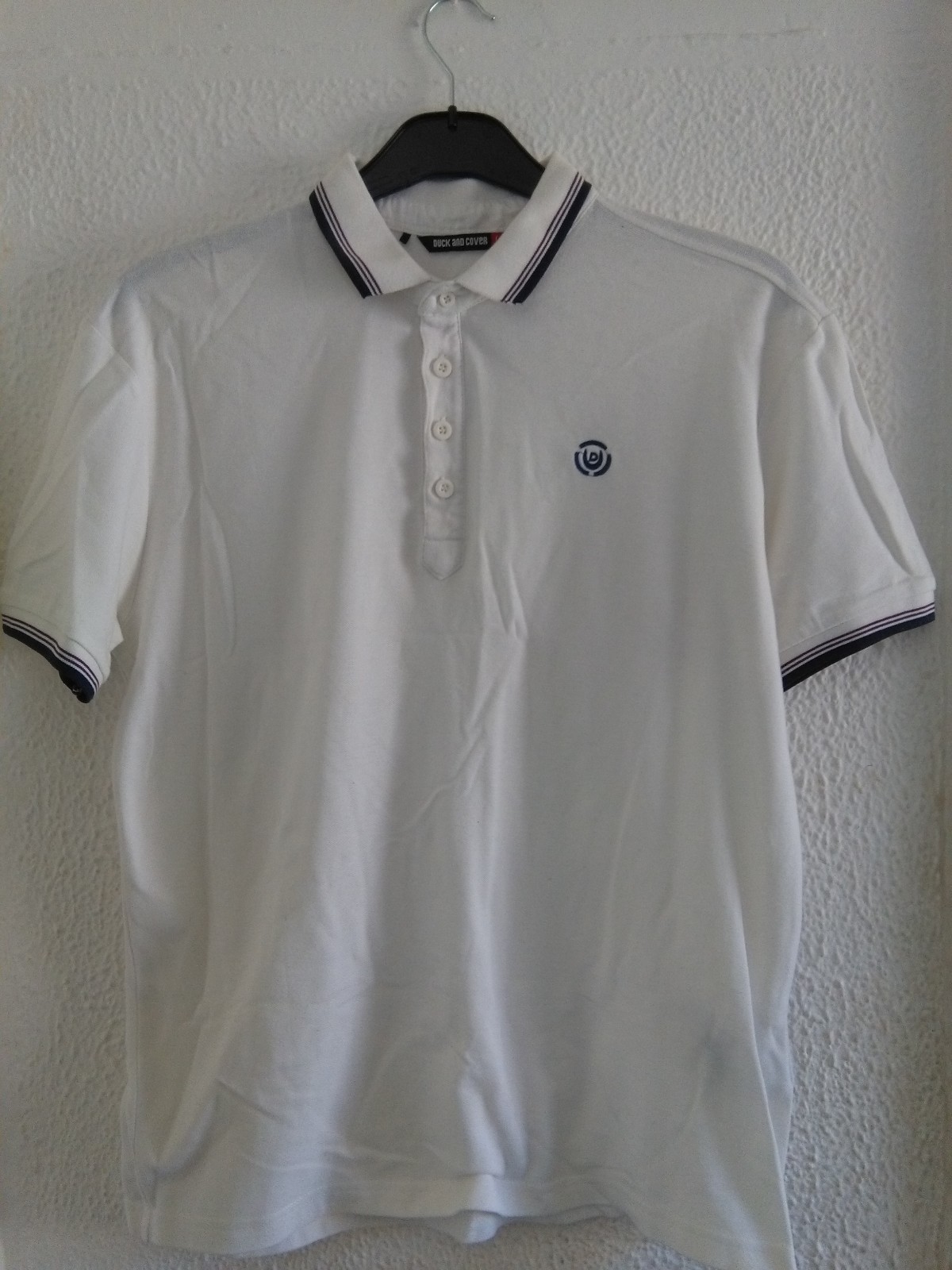 Duck and Cover taille homme Golf Chemise taille Cover M blanc avec des rayures Motif à Manches Courtes a25cf2 Duck and Cover taille homme Golf Chemise taille Cover M blanc avec des rayures Motif à Manches Courtes a25cf2