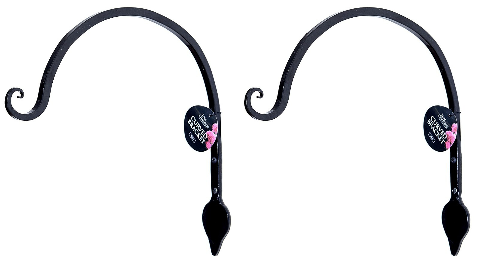 Metal Curved Garden Hanging Hooks 30cm Hanger Wall Mounted Feeder Brackets 2Pcs