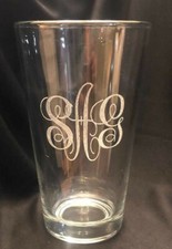 MONOGRAMMED Personalized CUSTOM Pint Glass Engraved Wedding Party Gift Bridal