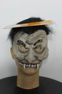 VAMPIR HALBMASKE Erwachsene Dracula Halloween pelziges Gesicht Kostüm gruselig Vinyl NEU