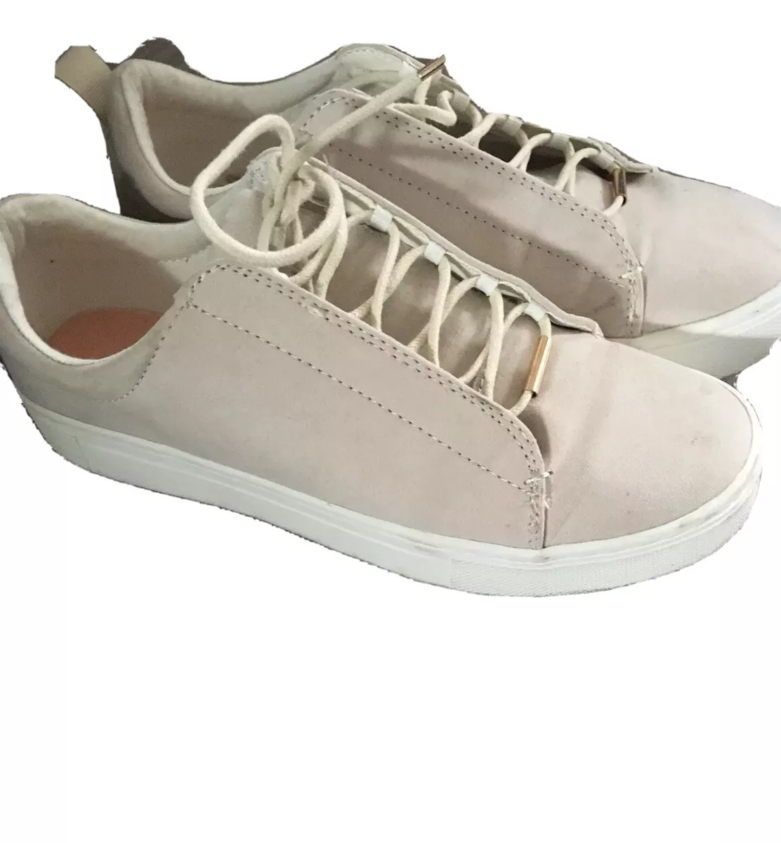 H M Ladies Off White Beige Blogger Style Sneaker Trainers Size Uk 6 Used Defect