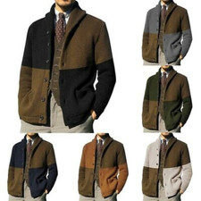 Mens Coat Polyester Single-Breasted Cardigan Comfortable Knitted Sweater