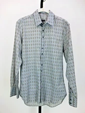 Paul Smith Mens Shirt Floral Print S Long Sleeve Button Front Gray