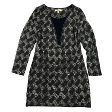 Aryeh Geometric Polka Dot Knit L/S Sweater Dress Acrylic Nylon Zip Neck Size S