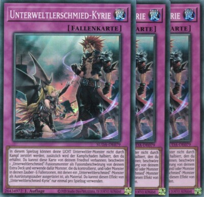 yugioh 3x Unterweltschmied Kyrie SUDA-DE079 Super Rare 1Auflage Deutsch