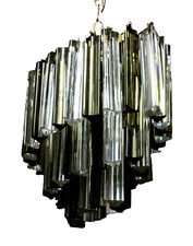 LAMPADARIO VENINI ANNI 70 VETRI TRILOBI DI MURANO