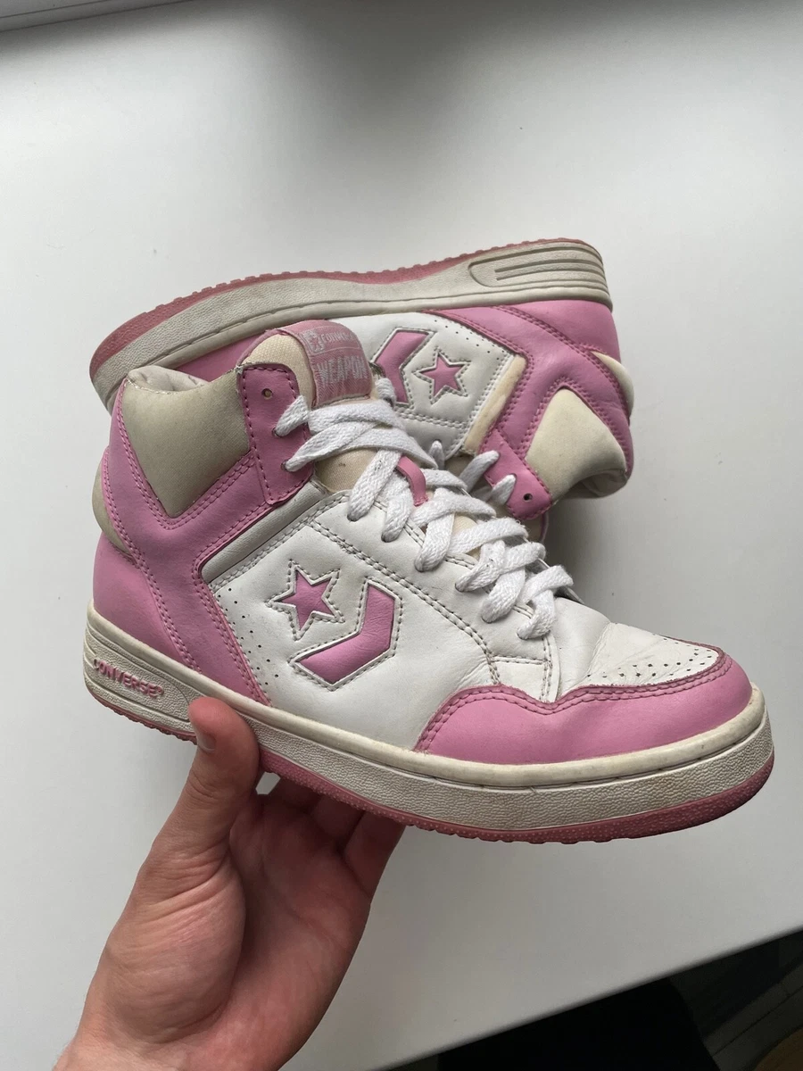 High Converse Weapon Vintage RARE Size 38.5 Pink & White