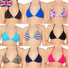 Scuba Womens Triangle String Bikini Top Mix & Match Plain Print Padded UK Seller