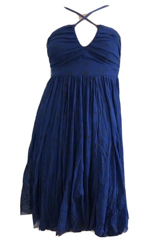 H&M BLUE MESH STAR PRINT RETRO FUN CUTE PARTY DRESS UK 10 EU 36 US 6 SMALL BNWT - Picture 2 of 12