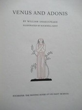 William Shakespeare / VENUS AND ADONIS Limited Signed Edition 1931