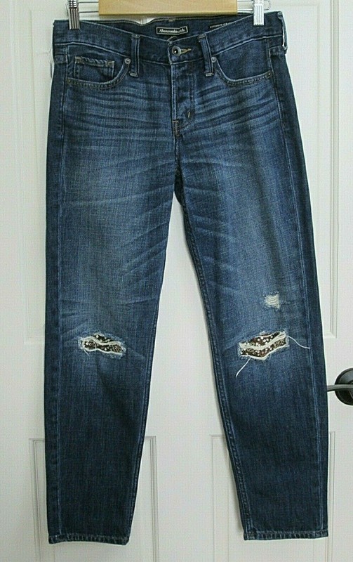 Abercrombie & Fitch Boyfriend Straight Jean Womens Size 25 30x26 Dark 31-24240