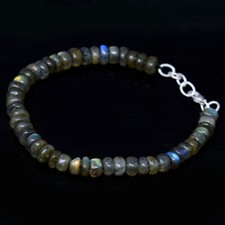 Labradorite 82.00 Cts Natural 8 Inches Long Round Shape Beads Bracelet NK 12E146