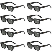 8PK Mens Womens Square Magnified Full Tinted Lens Sun Readers Reading Sunglasses