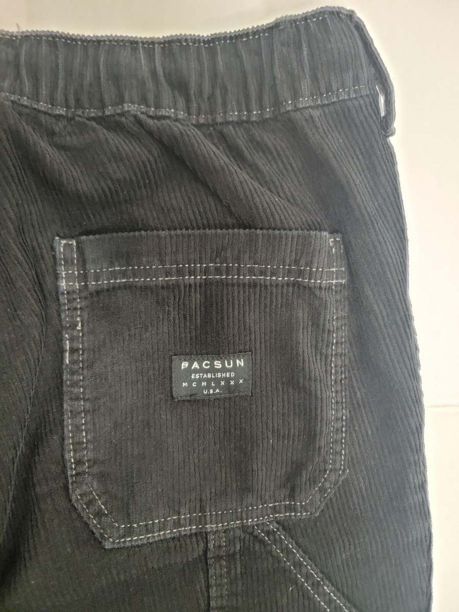 Pacsun Carpenter Pants Mens S Black Corduroy Baggy Loose Fit Pacsun Carpenter Pants Mens S Black Corduroy Baggy Loose Fit