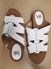 Sofft Women's Balin slides mule sandals leather White sz 11M