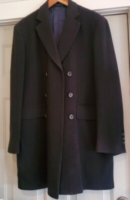 Mario Matteo Italy Black Wool Midlength Double-Breasted Coat