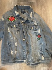 Embroidered Floral Denim Jacket - L