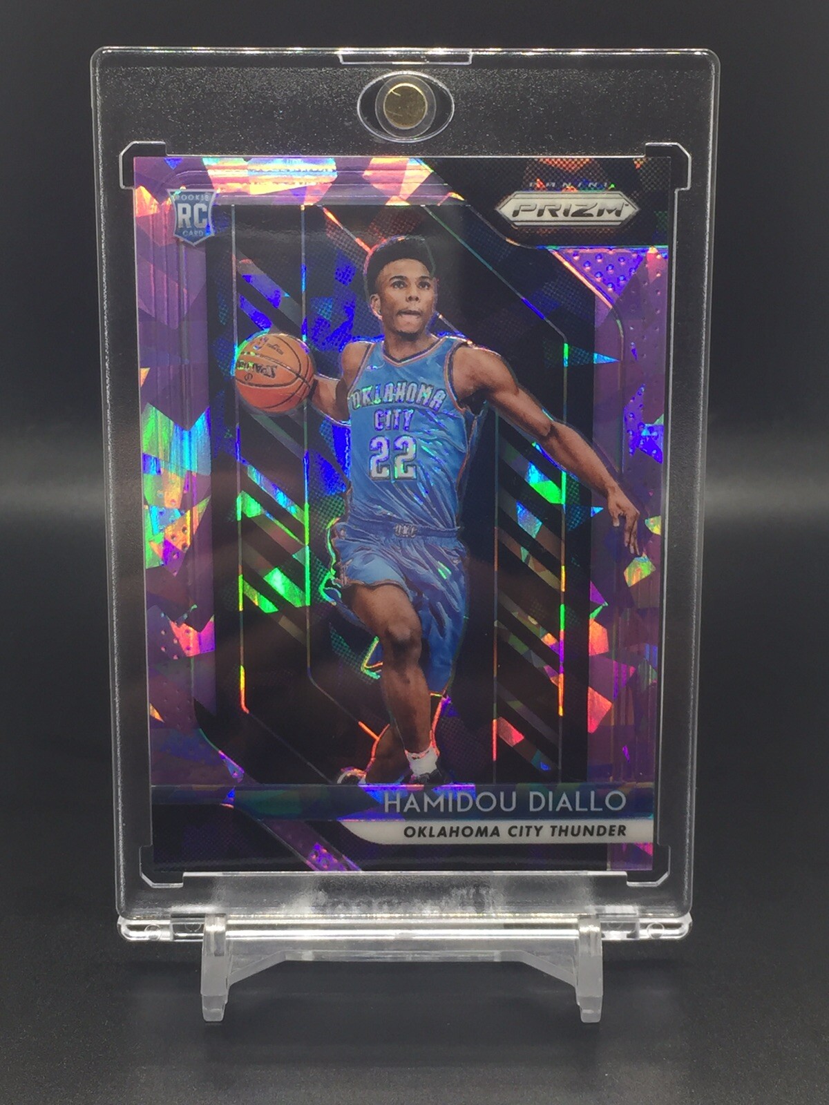 Hamidou Diallo RC 2018 Prizm Purple Cracked Ice /149 Short Print Rookie