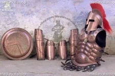 Medieval 300 Spartan Steel Helmet W/Muscle Jacket,Leg Armor, Arm Shield Costume