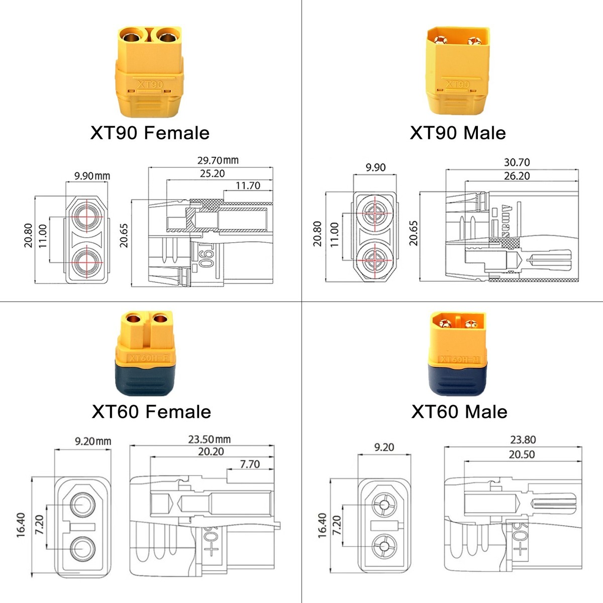 8pz 10AWG XT90 Cavo Filo Parallelo Connettore Maschio/Femmina per 8pz 10AWG XT90 Cavo Filo Parallelo Connettore Maschio/Femmina per