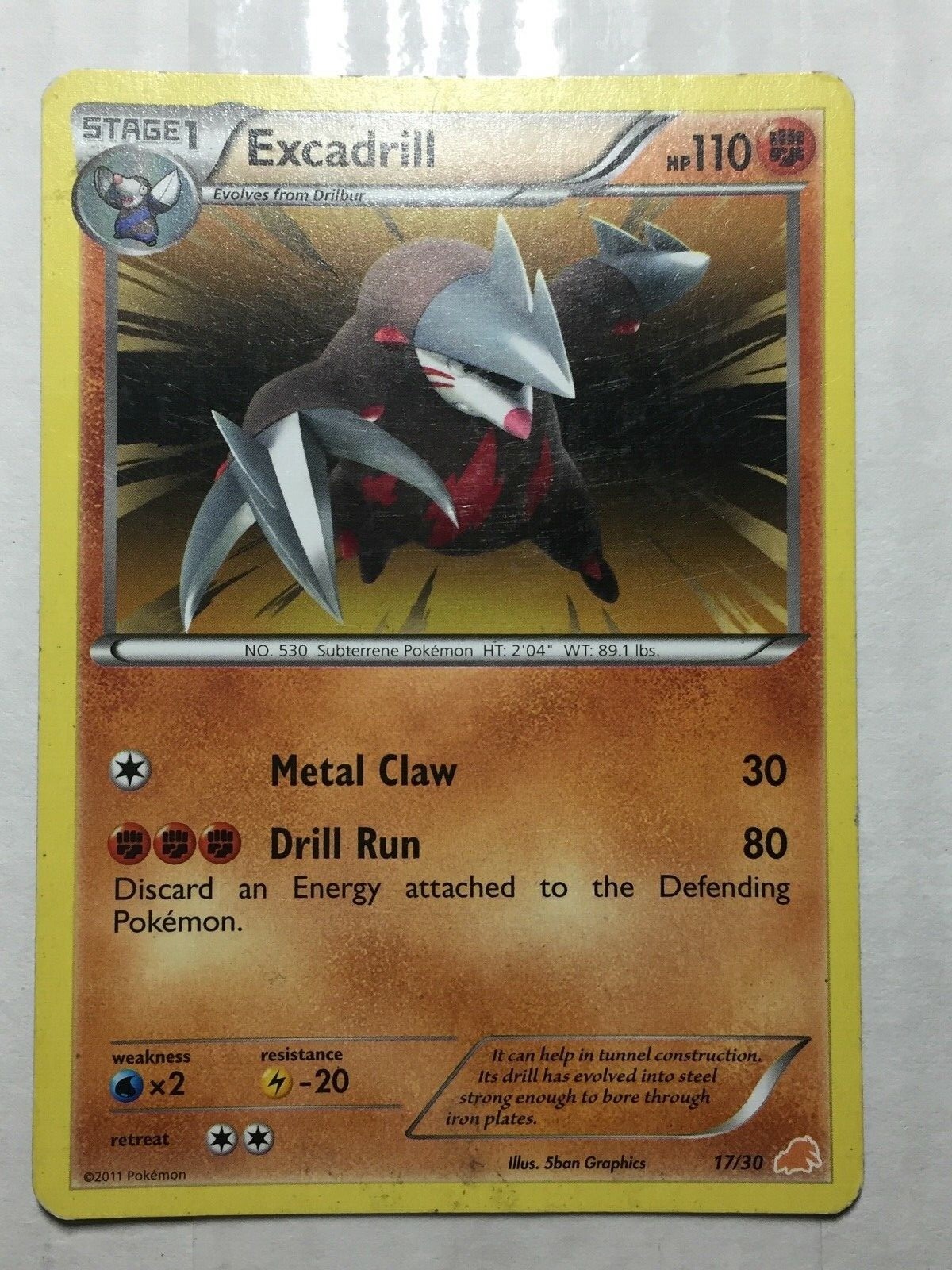 Pokemon Card 2011 BW Trainer Kit Excadrill 17/30. FREE SHIPPING!