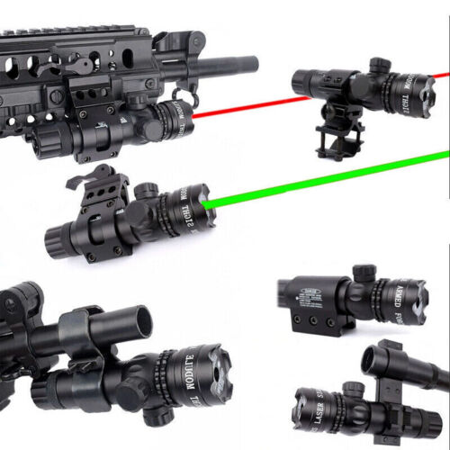 Portée tactique du fusil viseur laser à point rouge et vert avec interrupteur + supports de canon + batteries - Photo 1/27