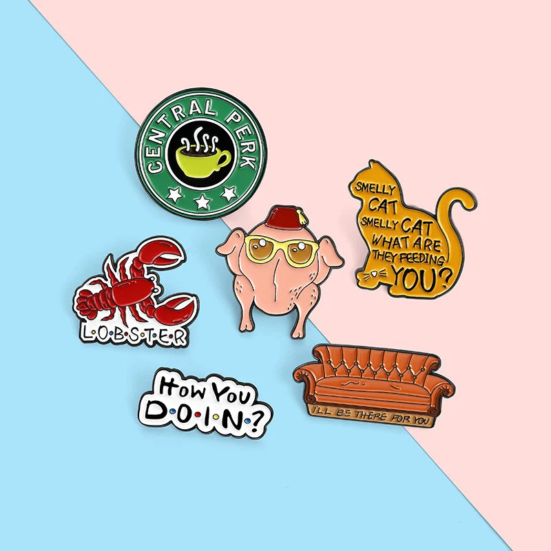 Funny chicken brooch Sofa shape letter brooch Round coffee logo brooch *
