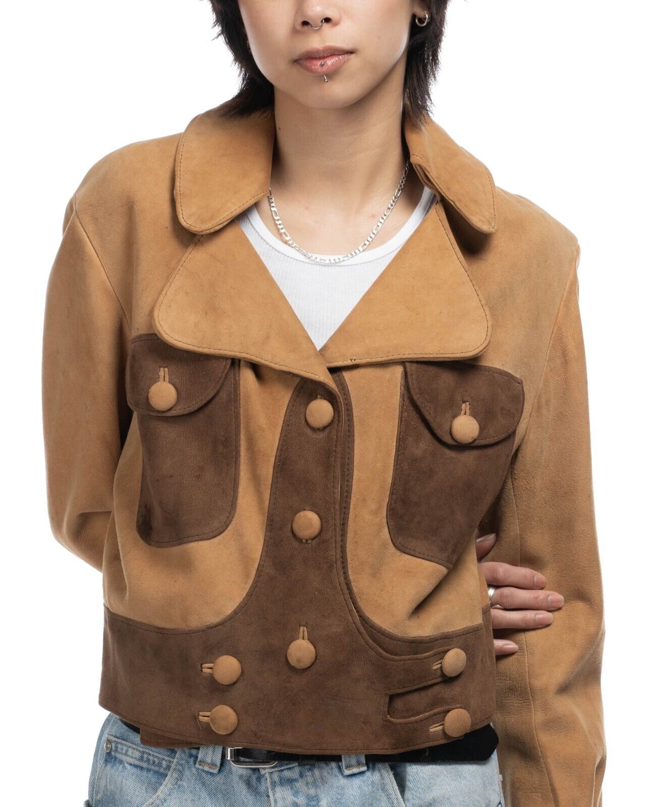 1950s Suede Western Style Button Jacket BOHO Cowb… - image 2