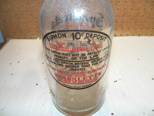 Vintage SPARKEETA CLUB SODA Seltzer Bottle SPARKLETTS WATER CORP - Los Angeles - Picture 4 of 8