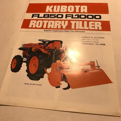 Kubota FL850 FL1000 Rot Tiller Compact Tractor Implement Original1983