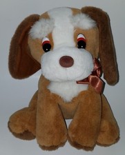 Creations By Kellytoy Brown Puppy Dog Plush 10" Stuffed Animal Toy Brown Bow