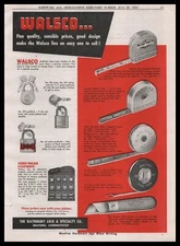 1954 Waterbury Lock & Specialty Milford CT Tape Measure & Utility Knife Print Ad