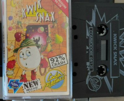 Kwick Snax (Codemasters 1987) Commodore C64  (Tape, Box, Manual) Classic-Game
