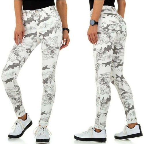 Pantaloni donna slim fit jeans vita alta elasticizzati bianchi mimetici push  up | eBay