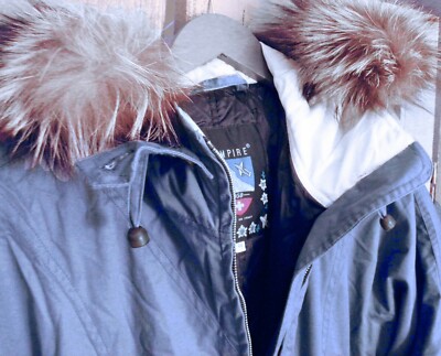 VINTAGE VAMPIRE AUTHIER 1950 ITALY Denim Blue Fur Hood SNOW Ski Suit SZ 44 US 12