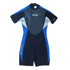 Bare Manta Wetsuit Shorty 2MM Boys Youth 16 Years Nylon Black Blue Colorblock
