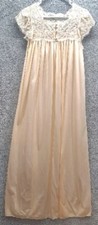 Shadowline Nightgown Sz Small Long Nylon and Lace Button