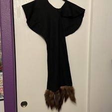 Exquisite  Vintage Button Shoulder/ Collar Wrap/scarf With Fur Tassels