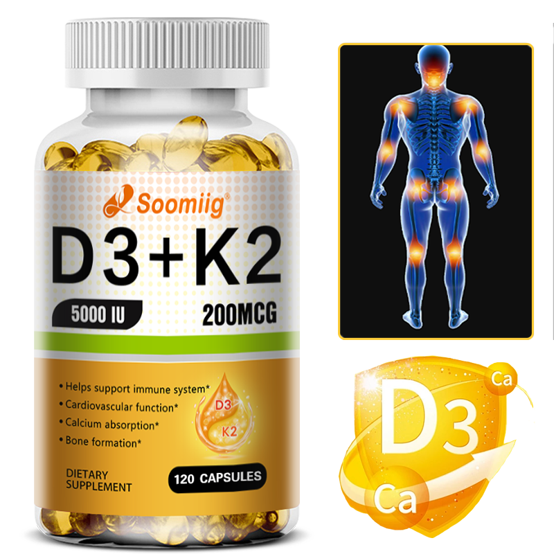 Vitamin D3+K2 Capsules - Strong Bones Cardiovascular Function And Joint  Health | eBay