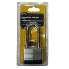 Wickes Long Shackle Padlock - 50mm Laminated Steel Protected Vinyl Bumper