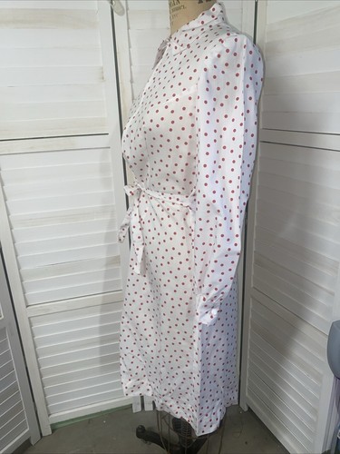 Vintage 60s 70s Handmade Sheath White Red Polka Dot Dress Belted Sz Small Medium - Picture 9 of 12