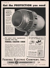1946 Federal Electric Sirens Chicago IL Model C-5 Coaster Siren Vintage Print Ad