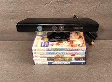Microsoft Xbox 360 Kinect Sensor Bar W/ 5 Games Teen Bundle Lot TESTED WORKS