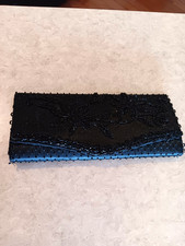 Vintage Black Beaded Evening Bag Purse Clutch Hand Unbranded