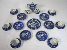 Blue Willow Porcelain Childs Tea Set Lot 22 Pcs Antique Vtg 1950s Made In Japan