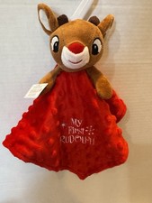NWT My First Rudolph the Red Nosed Reindeer Christmas Lovey Blanket Rattle 12"