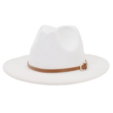 Fedora Hats for Men Women Felt Jazz Hat Wide Brim Panama Hat with Belt Buckle
