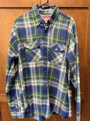 Dixxon Flannel Shirt GRISWOLD 00 Mens Blue Green White Plaid Long Sleeve LT