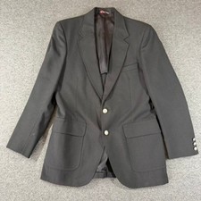 Stafford Mens Vintage Blazer Black Silver Crest Buttons Made in USA SZ 40R